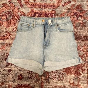 H&M high waist stretch denim shorts